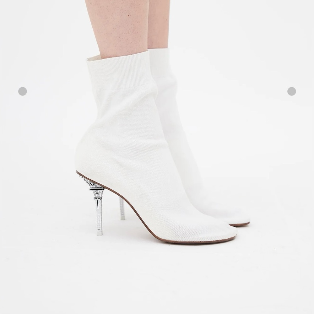 Women’s Vetements White Eiffel Tower Sock Boot High Heels
